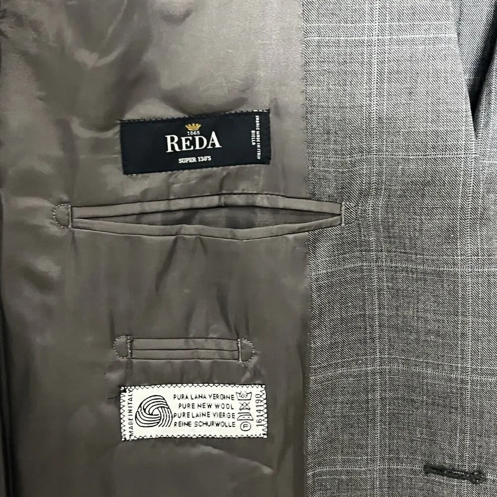 Gianni Manzoni Italy Men’s Size 42L Reda 130s Wool Gray Plaid Sport Jacket